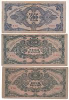 1945. 500P magyar "N" betű orosz "P" helyett + 1945. 1000P rosszul felragasztott...