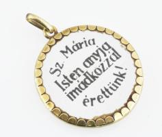 14K arany (Au) keretes porcelán kegyérem 2 cm