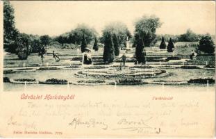 1902 Harkány, park. Feiler Mariska kiadása (Rb)