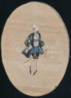 Jelzés nélkül, XIX. sz. vége/XX. sz. eleje, db mű: Rokokó hölgy és úr portréja. Akvarell, selyem. 8x13 cm