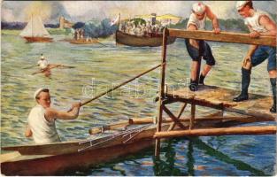 Rowing art postcard. Raphael Tuck & Sons Oilette Serie Rudersport No. 975.