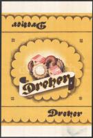 cca 1920-40 Dreher édesség-csokoládé reklám csomagoló papír vagy kisplakát, közepén hajtásnyommal, 40x27 cm