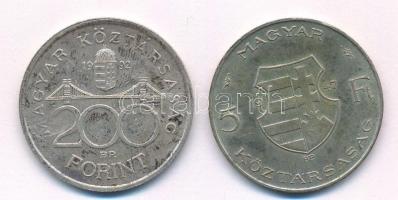 1947. 5Ft Ag "Kossuth" + 1992. 200Ft Ag "MNB" anyaghiba T:VF,XF patina
Adamo F8...