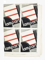 Lampart reklám grafika címke ív. Art deco-avantgárd, 1930-40 körül, hajtásnyomokkal, 43,5x62 cm