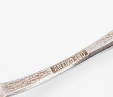 Ezüst (Ag) 6 db rózsás nyelű mokkás kanál készlet, jelzett, h: 10 cm, nettó 54 g