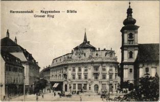 1915 Nagyszeben, Hermannstadt, Sibiu; Grosser Ring / tér, templom. J. Bein kiadása / square, church (EK)