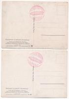 Luftschiff Hindenburg - 2 db képeslap léghajós pecséttel / 2 Zeppelin airship postcards
