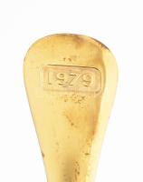 1979 Ezüst(Ag) Georg Jensen dán díszkanál 1979 , jelzett, h: 15 cm, nettó: 44,5 g Aranoyzáson kis ko...