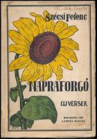 Szécsi Ferenc: Napraforgó. Új versek és versfordítások. (DEDIKÁLT, hozzá a szerző autográf levelével!). Bp., 1924, Lampel R. (Wodianer F. és Fiai) Rt. (Pesti Lloyd-ny.), 115+(1) p. Első kiadás. A borító Bér Dezső (1875-1924) munkája (ez volt az utolsó művészi munkája). Kiadói illusztrált papírkötés, kissé sérült, foltos borítóval, helyenként kissé sérült lapszélekkel. A szerző, Szécsi Ferenc (szül. Schwarcz Smuel) költő, műfordító, a Pester Lloyd főtisztviselője által Borbély Sándor (1866-1932) gyógypedagógus, a váci Siketnéma Intézet igazgatója részére DEDIKÁLT (,,Borbély Sándor Urnak, a nem-hallók, nem-beszélők szerető lelki főkertészének ...). + Szécsi Ferenc saját kezű levele Borbély Sándor részére, 2 beírt oldal, a Pester Lloyd fejléces levélpapírján.