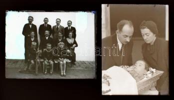 Strandoló lányok, rollizó fiú, stb., 6 db üvegnegatív, 9×12 cm