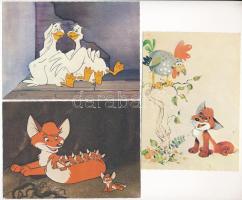 VUK - 7 db modern rajzfilm motívum képeslap / 7 modern motive postcards, Hungarian cartoon: Vuk