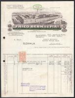 1935, Budapest, Fried Bern és Fiai Bőripari és Kereskedelmi Részvénytársaság, fejléces számla, okmánybélyeggel.