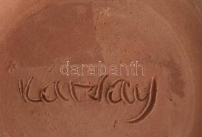 Karsay Judit (1945-): Tűzpiros váza. Jelzéssel, kis kopással, m: 18 cm