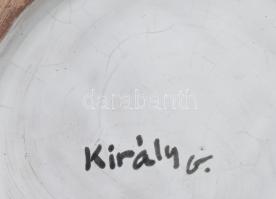 Király Gábor vérmázas és zsugormázas váza, jelzéssel, kis kopással, m: 35 cm