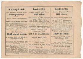 Ausztria 1887. "Sorsjegy a bécsi szegények megsegítésére" sorsjegy 50k értékben T:XF,VF fo...
