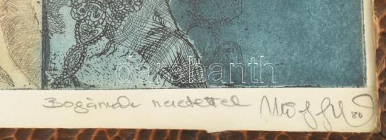 Olvashatatlan jelzéssel, magyar grafikus: Erotikus triptichon, 1980. Színes rézkarc, papír. Dekoratí...