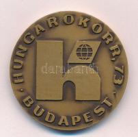 1973. HUNGAROKORR 73 BUDAPEST kétoldalas bronz emlékérem dísztokban a selmecbányai tanulmányi érem kémlészeti érmének képével (46mm) T:AU kis ph.