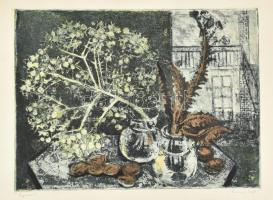 Breznay József (1916-): Bogáncsok. Rézkarc, papír, jelzett, kartonra kasírozva, lap széle kissé foltos, 29×39 cm