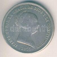 Spanyolország 1855. 20R Isabel régi hamisítvány T:3