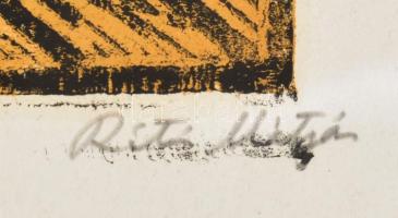 Réti Mátyás (1922-2002): Kálavirág, színezett linó, karton, jelzett, lapszéli apró felületi sérülés,...