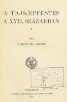 Berzeviczy Albert: A tájképfestés a XVII. században. A Magyar Tudományos Akadémia Könyvkiadó Vállalata - Új folyam, 1908-1910. cyclus. Bp., 1910, MTA (Hornyánszky-ny.), 2 sztl. lev.+ 220+(4) p.+ 50 t. Egészoldalas fekete-fehér képekkel illusztrálva. Kiadói aranyozott gerincű egészvászon-kötés, kissé foltos, fakó gerinccel, helyenként kissé foltos lapokkal, régi intézményi bélyegzővel.