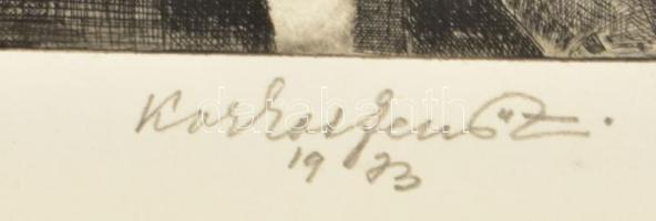 Korkos Jenő Zoltán (1926-2009): Gyulai emlék II. Rézkarc, papír, jelzett. 13x21 cm