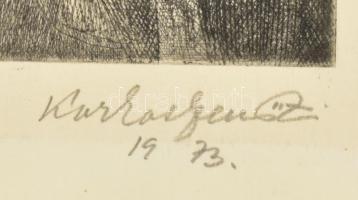 Korkos Jenő Zoltán (1926-2009): Gyulai emlék III. Rézkarc, papír, jelzett. 31x12,5 cm