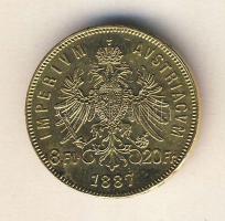 Ausztria 1887. 8Fl/20Fr Au 6,4516g T:2