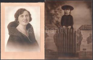 cca 1930-1945 8 db portréfotó, vegyes méretben