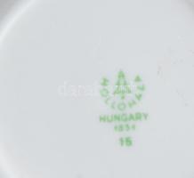 Hollóházi vérpiros mokkás készlet, kiöntő és tejkiöntő nélkül, jelzett