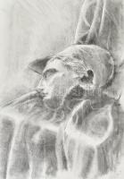 Ligeti Miklós (1982-), 2 db mű: Antik fej. Szén, ceruza, papír, egyik jelzett, 52,5x37,5 és 26x28 cm