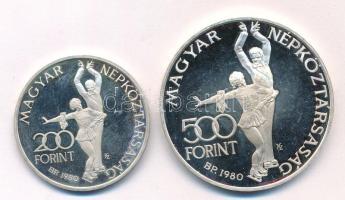 1980. 200Ft Ag "Téli olimpia - Lake Placid" + 1980. 500Ft Ag "Téli Olimpia - Lake Pla...