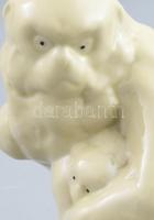 Majomcsalád porcelán figura, jelzés nélkül, hibátlan 18 cm