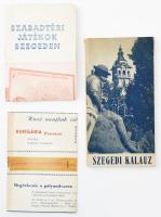 Kiss Lajos, Németh István (szerk.): Szegedi kalauz. Bp., 1957, Gondolat. Kiadói papírkötés, gerinc teteje kissé sérült, kötés megtört, néhány lapon tollas és ceruzás jelölésekkel, ragasztással javított térképpel + 1962 Szabadtéri Játékok porspektus