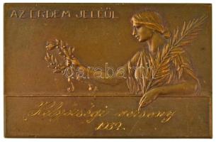 1932. Az érdem jeléül - Helyőrségi verseny 1932 bronz díjplakett (57x37mm) T:AU