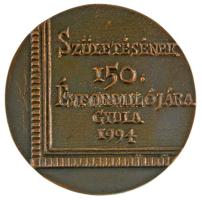 Kutas László (1936-) 1994. "Munkácsy / Születésének 150. évfordulójára, Gyula" bronz emlék...