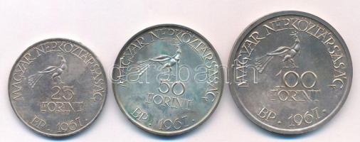 1967. 25Ft Ag + 50Ft Ag + 100Ft Ag "Kodály sor" T:BU patina Adamo EM22, EM23, EM24