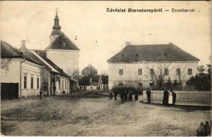 1917 Simontornya, Erzsébet tér, üzlet, vár (fl)
