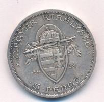 1938. 5P Ag "Szent István" T:AU patina Adamo P8.1