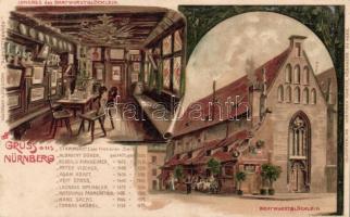 Nürnberg restaurant Bratwurstglöcklein litho