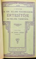 1911 A szentesi m. kir. állami főgymnasium értesítője, 3 db (egybekötve): 1910-1911., 1911-1912., 19...