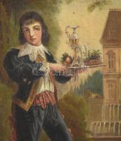 Bártfay jelzéssel, XIX. sz. vége: Férfi italokkal, 1885. Olaj, vászon, kissé sérült. Antik, kissé sé...