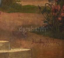 Bártfay jelzéssel, XIX. sz. vége: Férfi italokkal, 1885. Olaj, vászon, kissé sérült. Antik, kissé sé...