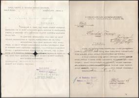 cca 1918 M. Kir. József-Műegyetem Segélyegylet munkakereséssel kapcsolatos papírok, tagsági jegyek.....