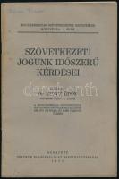 Kuncz Ödön: Szövetkezeti jogunk időszerű kérdései. Bp., 1930. Centrum. 22p. Kiadói papírkötésben