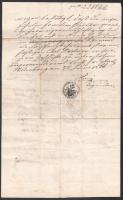 1866 A soproni Hartner kéményseprő család leszármazásával kapcsolatos igazolás, 50 kr. illetékbélyeg...