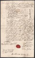 1827, 1831 A soproni Hartner kéményseprő család 2 db tartozáslevele aláírásokkal, viaszpecsétekkel
