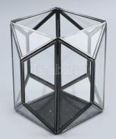 Ólomüveg szárazvirág váza, geometrizált alakú, m: 16,5 cm