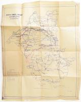 cca 1936 Borsod, Gömör és Kishont k.e.e. vármegye közutainak forgalmi térképe, 1 : 200.000, rajta kézi jelölésekkel (megtett útvonal 1936. VIII. 15-én és 1937. VIII. 21-én), kisebb sérülésekkel, 63x49 cm