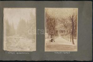 cca 1910 Tihanyi Templom,Stoosz Fürdő, Tátrai hegyipatak, Füredi-korzó 4 db fotó kartonon 8x12 cm sé...